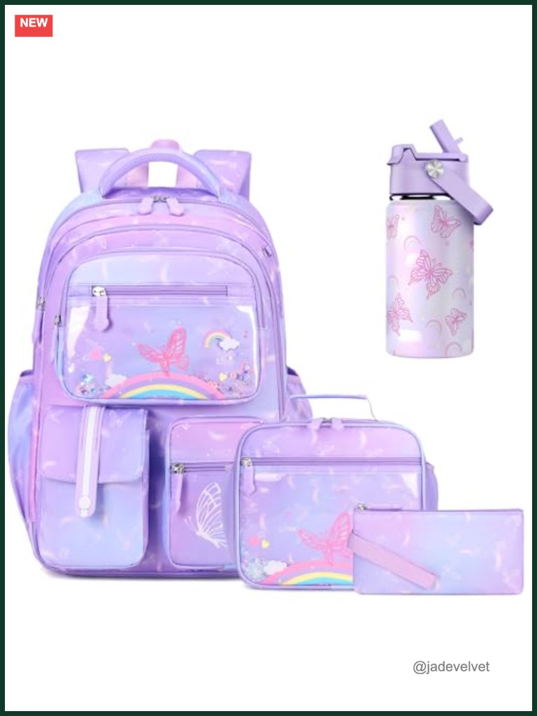 Kids School Backpack Set With Water Bottle, Lunch Bag, Pencil Case